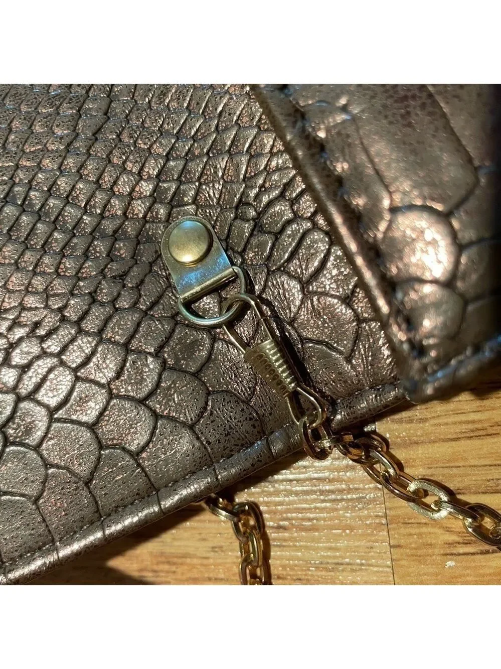 Copper Faux Animal Print Clutch/Shoulder Bag Animal Print